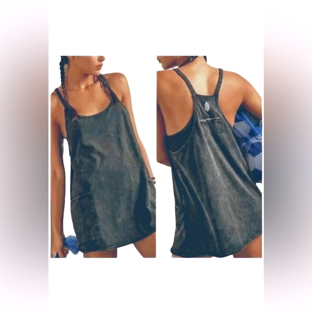 Free People Movement Hot Shot Mini Dress NWOT Black Mineral Wash - Medium
